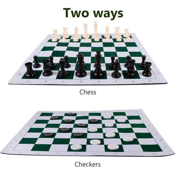 Portable Chess & Checkers Set, 2 in 1 Travel Board Games for Kids and Adults - Picture 2 of 7